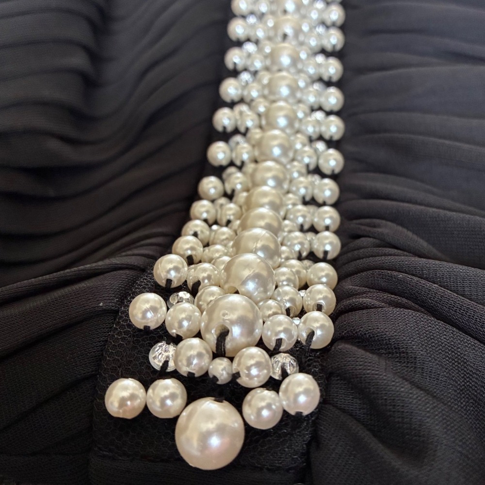 Speechless Mini Dress Black Mesh Pearl Waist Size 5 Cocktail Graduation Hoco - Picture 8 of 14